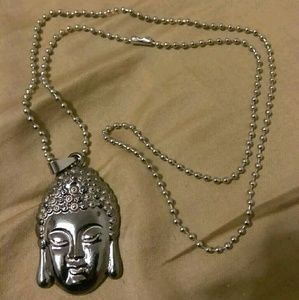 Buddha Head Titanium Metal Necklace